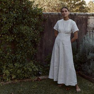 DISSH Jayde white linen midi dress